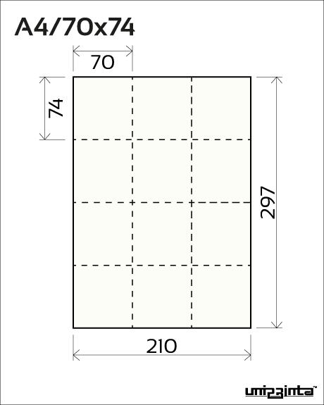 Vienpusējas reklāmas lapas ar perforāciju A4/70x74 mm