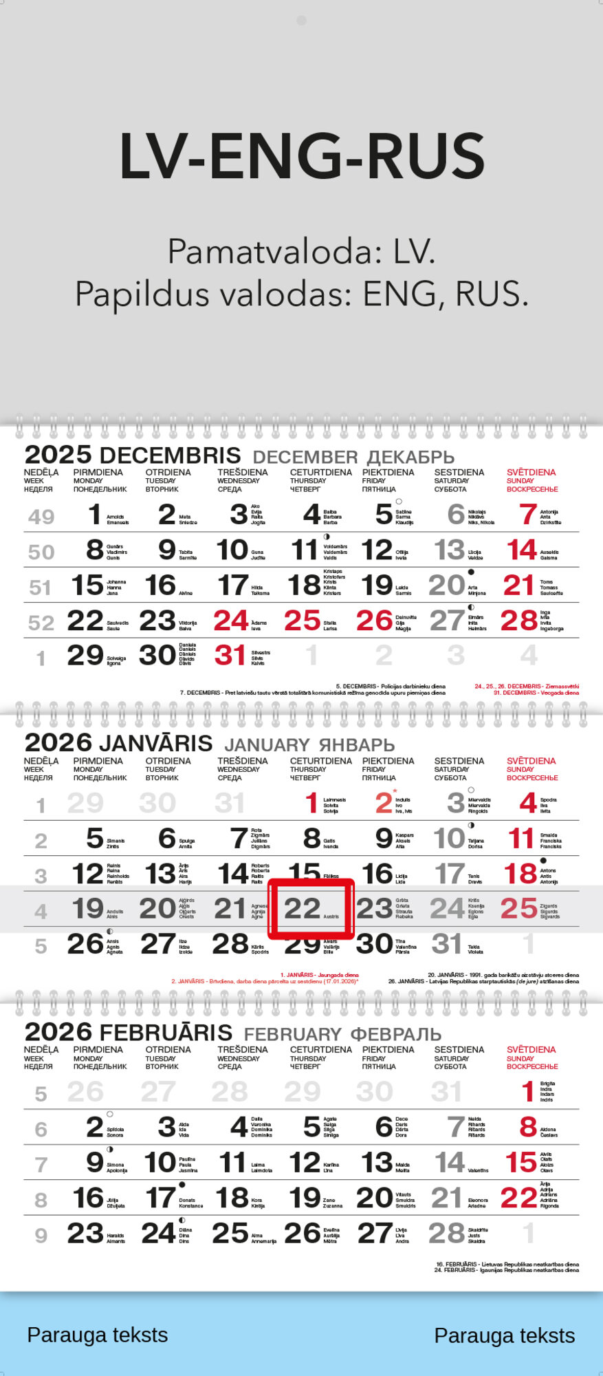 Three Wire Calendar 3.2 LV-ENG-RUS