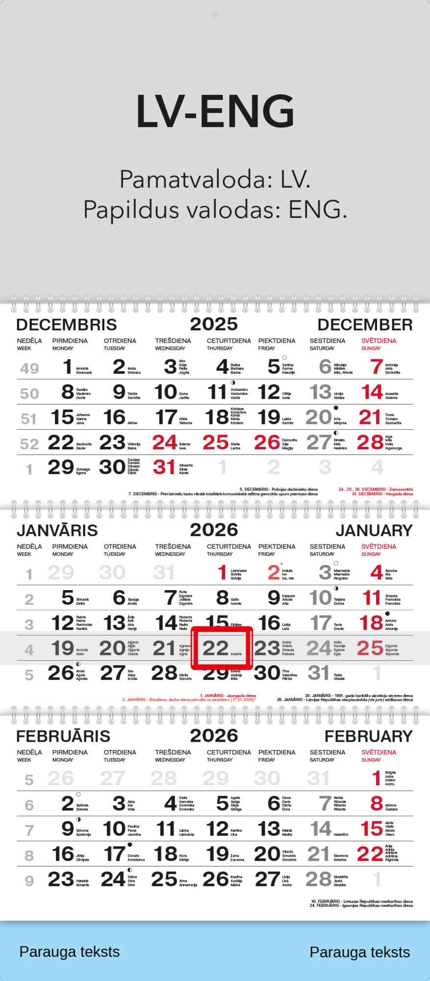 Three Wire Calendar 3.2 LV-ENG-RUS