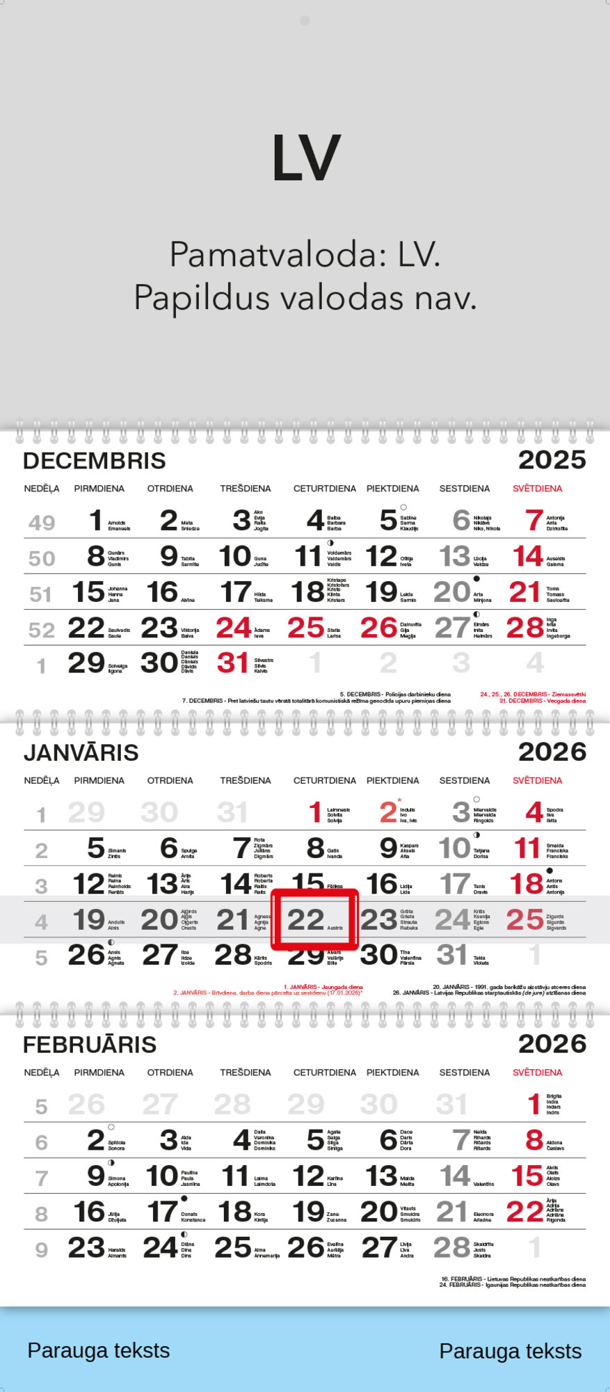 Three Wire Calendar 3.2 LV-ENG-RUS